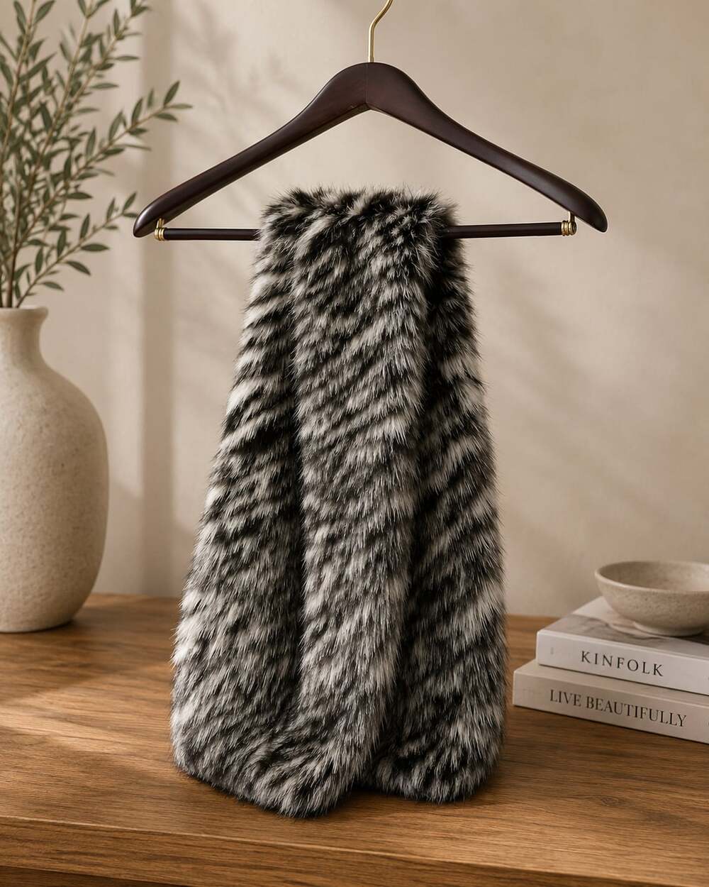 Michael Kors Faux Fur Animal Print Scarf